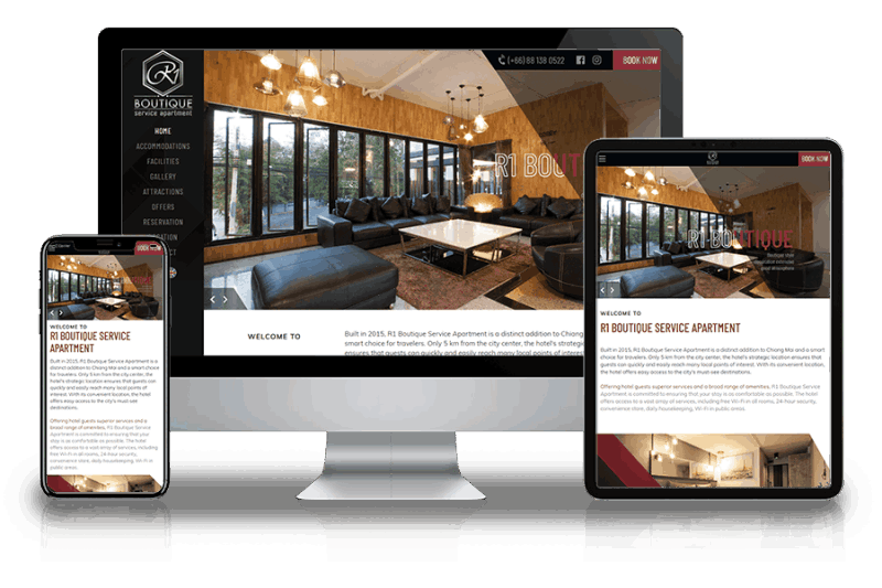 Website portfolio for R1 Boutique Hotel