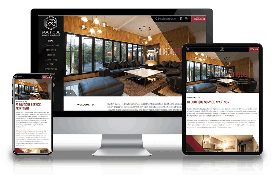 Website portfolio for R1 Boutique Hotel